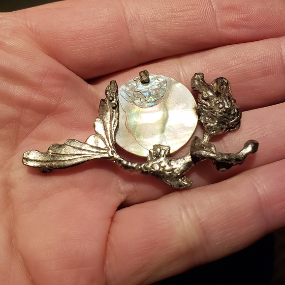 Vintage Pixie Elf Mermaid Silver Abalone mother of pearl pins lot - Picture 13 of 16